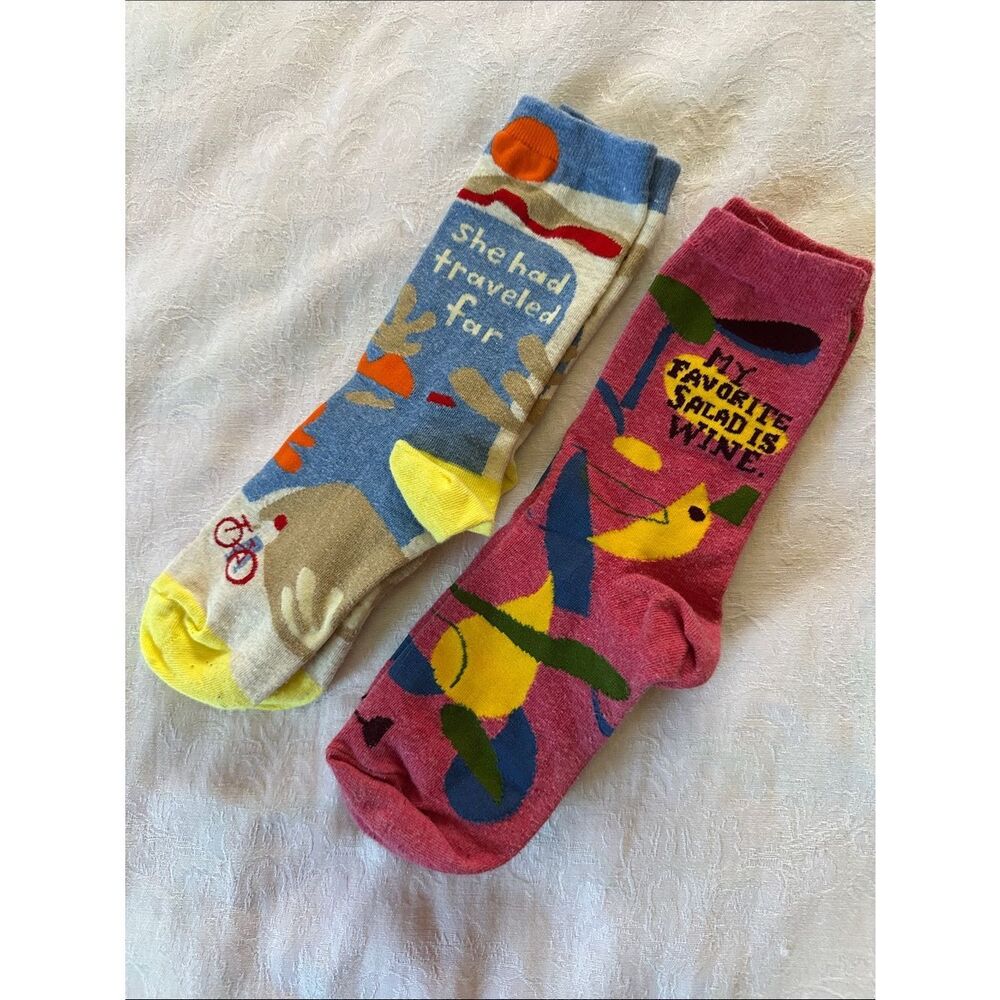 Blue Q Novelty Crew Socks  Bird Wine and Travel Designs